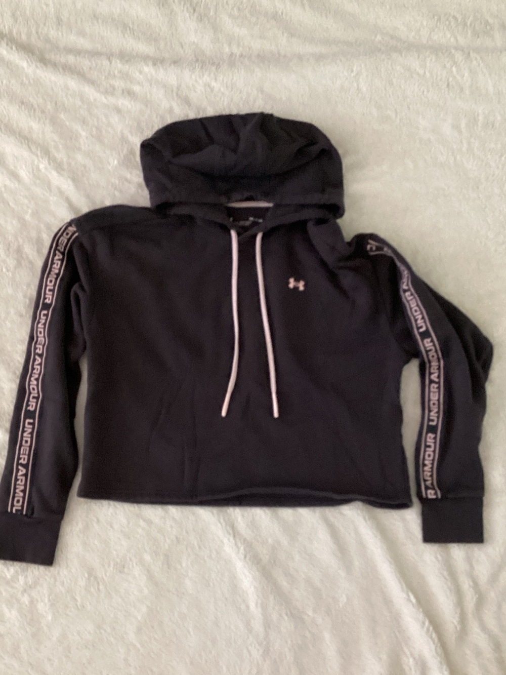 Gray & Pink Under Armour Hooded Sweatshirt Sz S